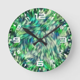 Horloge Ronde Fabric Texture Green Fur Design-68745
