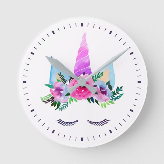 Horloge Ronde Face de licorne magique mignonne (Recto)