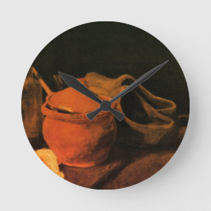 Horloge Ronde Faïence, Bouteille et Sabots par Vincent van Gogh