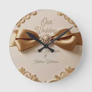 Horloge Ronde Faire-part de mariage à motif floral embossé – Nœu
