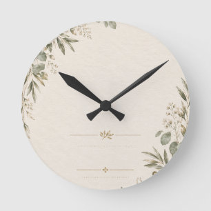 Horloge Ronde Faire-part de mariage Élégant Botanique Européen