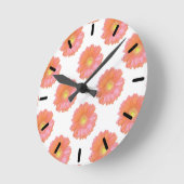Horloge Ronde Faisée de gerbera orange (Angle)