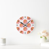 Horloge Ronde Faisée de gerbera orange (Maison)
