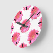Horloge Ronde Faisée de gerbera rose (Angle)