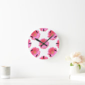 Horloge Ronde Faisée de gerbera rose (Maison)