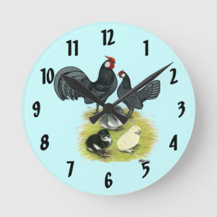 Horloge Ronde Famille Blue Rosecomb