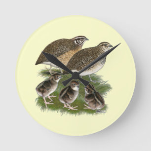 Horloge Ronde Famille de Cailles Coturnix