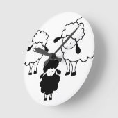 Horloge Ronde Famille de moutons noirs (Angle)