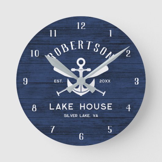 Horloge Ronde Family Lake House Marine Bleu Ancre Oars (Recto)