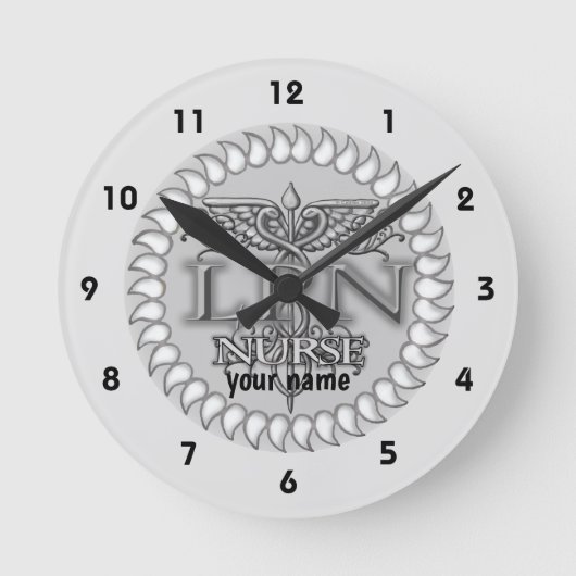 Horloge Ronde Fancy Caduceus LPN infirmière (Recto)