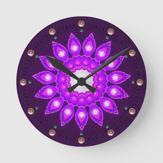 HORLOGE RONDE FANCY PURPLE FLOWER (Recto)