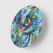 Horloge Ronde Fantaisie Libellule (Angle)
