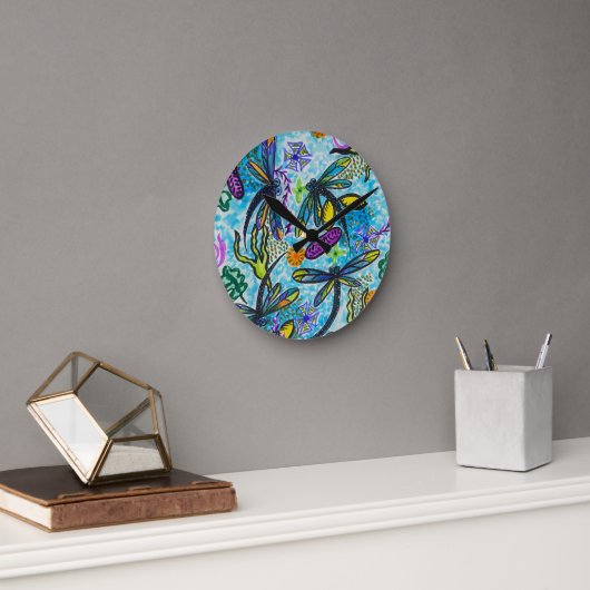 Horloge Ronde Fantaisie Libellule (Bureau)