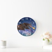 Horloge Ronde Fantasy Wyvern Fire Breathing Dragon Monogram (Maison)