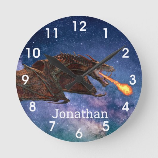 Horloge Ronde Fantasy Wyvern Fire Breathing Dragon Monogram (Recto)