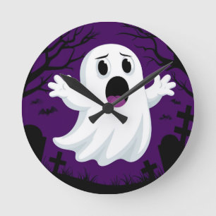 Horloge Ronde Fantôme de dessin animé adorable dans un Halloween
