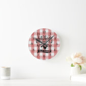 Horloge Ronde Farmhouse Red And White Gingham Kitchen Wall Clock (Maison)