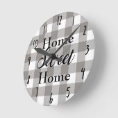 Horloge Ronde Farmhouse Rustic Grey & White Buffalo Plaid Square (Angle)
