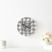 Horloge Ronde Farmhouse Rustic Grey & White Buffalo Plaid Square (Maison)