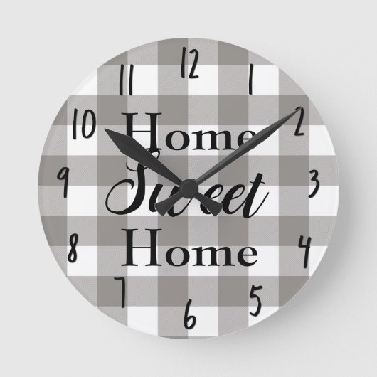 Horloge Ronde Farmhouse Rustic Grey & White Buffalo Plaid Square (Recto)