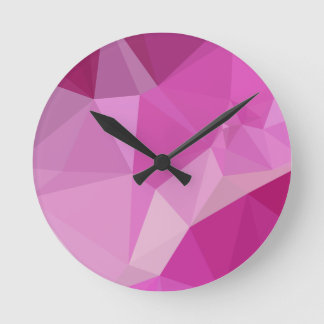 Horloge Ronde Fashion Fuchsia rose Abstrait bas en polygon backg