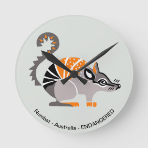 Horloge Ronde Faune - NUMBAT - Espèces en voie de disparition -