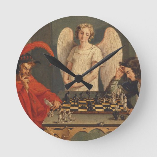 Horloge Ronde Faust Et Mephistopheles Jouent Aux Échecs (Recto)