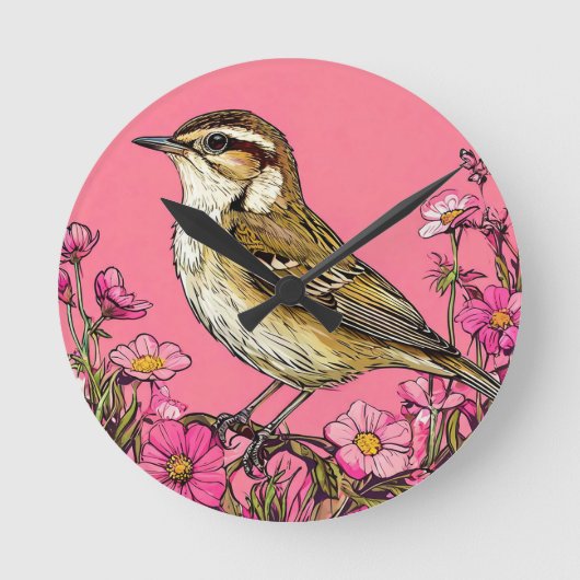 Horloge Ronde Fauvette des joncs oiseau (Recto)