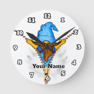 Horloge Ronde Faux Gnome à fermeture éclair