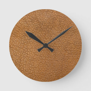 Horloge Ronde faux look en cuir