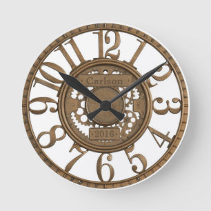 Horloge Ronde Faux métal à engrenage ouvert conception personnal