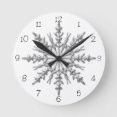 Horloge Ronde Faux Silver Winter Snowflake (Recto)