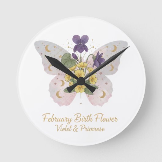 Horloge Ronde February Birth Flower Wall Clock (Recto)