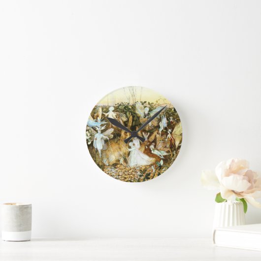 Horloge Ronde Fées et lapin (Maison)