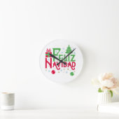 Horloge Ronde Feliz Navidad Joyeux Noël Joyeux Yule (Maison)