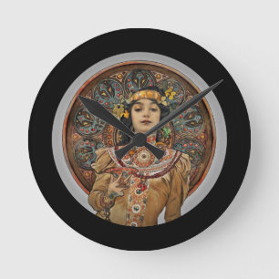 Horloge Ronde Femme avec le verre de Champagne