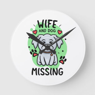Horloge Ronde Femme et chien disparus