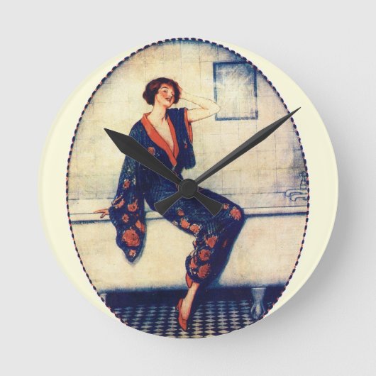 Horloge Ronde Femme vintage dans la salle de bain (Recto)