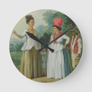Horloge Ronde Femmes de couleur de l'ouest de l'Inde, avec un en