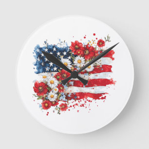 Horloge Ronde Femmes Fleurs de la fête de l'Indépendance Fleur A