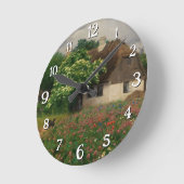 Horloge Ronde Ferme avec Fleurs de prairie (Angle)