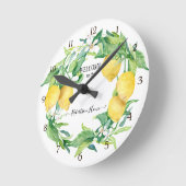 Horloge Ronde Ferme Cuisine Citron Vert Courbe Jaune (Angle)