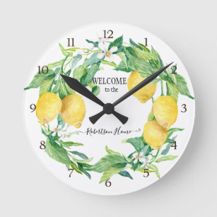 Horloge Ronde Ferme Cuisine Citron Vert Courbe Jaune