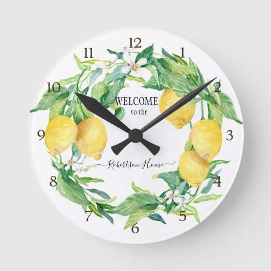 Horloge Ronde Ferme Cuisine Citron Vert Courbe Jaune (Recto)
