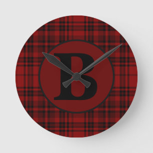 HORLOGE RONDE FERME EN VICHY ROUGE À DAMIERS PLAID