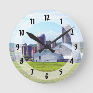 Horloge Ronde Ferme Pennsylvanie avec Silos