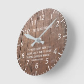 Horloge Ronde Ferme Rustique Faux Bois Écriture Verse Famille (Angle)