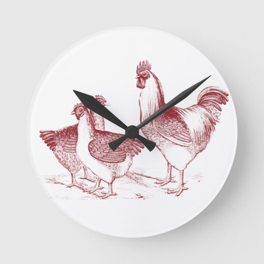 Horloge Ronde Ferme rustique poulet animaux cuisine (Recto)