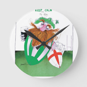Horloge Ronde fernandes élégants de boules de rugby de l'Irlande