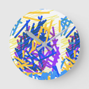 Horloge Ronde Festif Moderne Résine Abstraite Éclaboussure de Pe